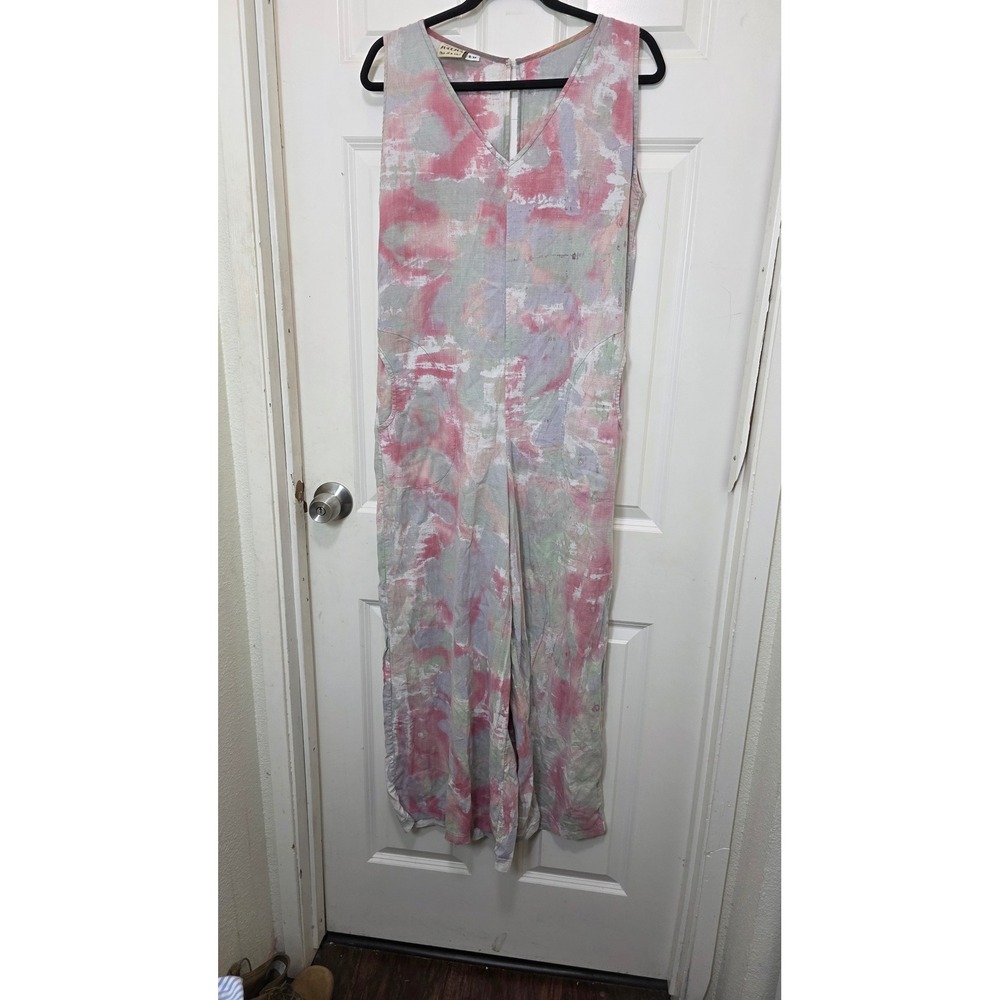 Sucesos Hand Paint Jumpsuit Womens S/M Pink Gray Abstract One of a Kind Art Wear